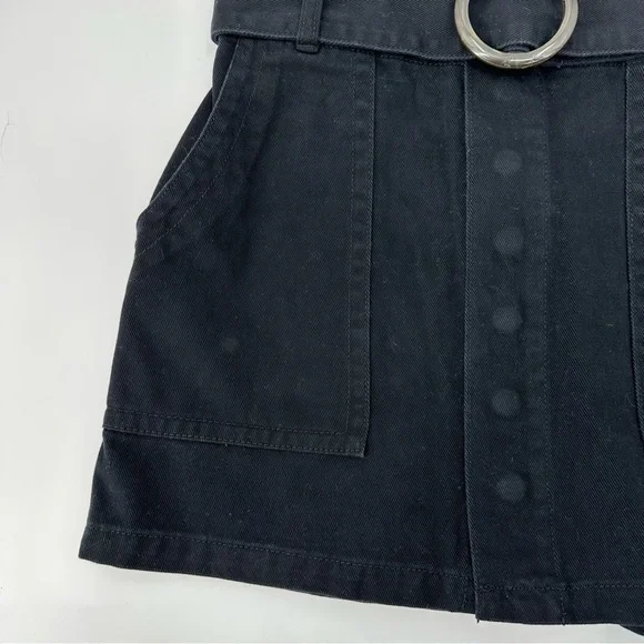 NEW Forever 21 Black Denim Snap Button Down Mini Skirt Resort Collection Small - Picture 3 of 5